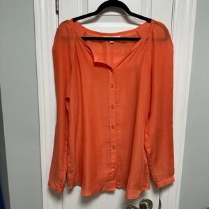 Ann Taylor LOFT - Women’s Airy long sleeve blouse - Orange - Medium